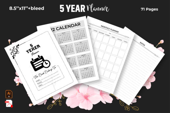 5 2022-2026 Year Monthly Planner KDP
