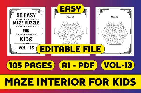 50 Maze Puzzle Interior for Kids Vol-13
