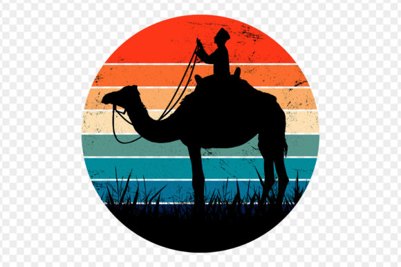 Camel Silhouette in Retro Sunset: Creative Inspiration