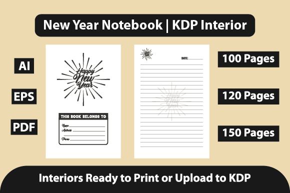 New Year Lined Journal for KDP Interior